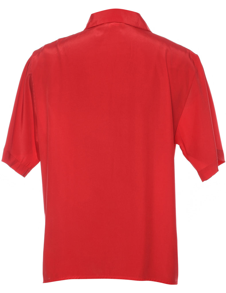 Pin Tucks Red Shirt - L