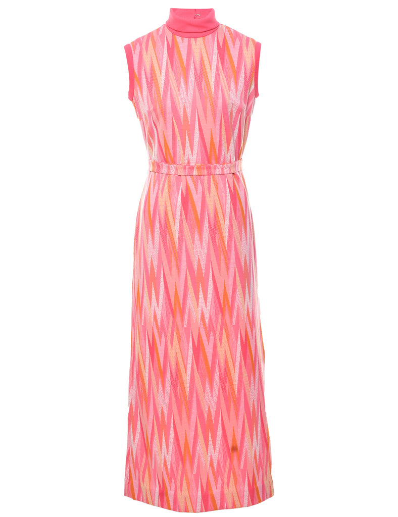 Pink 1970s Maxi Dress - M