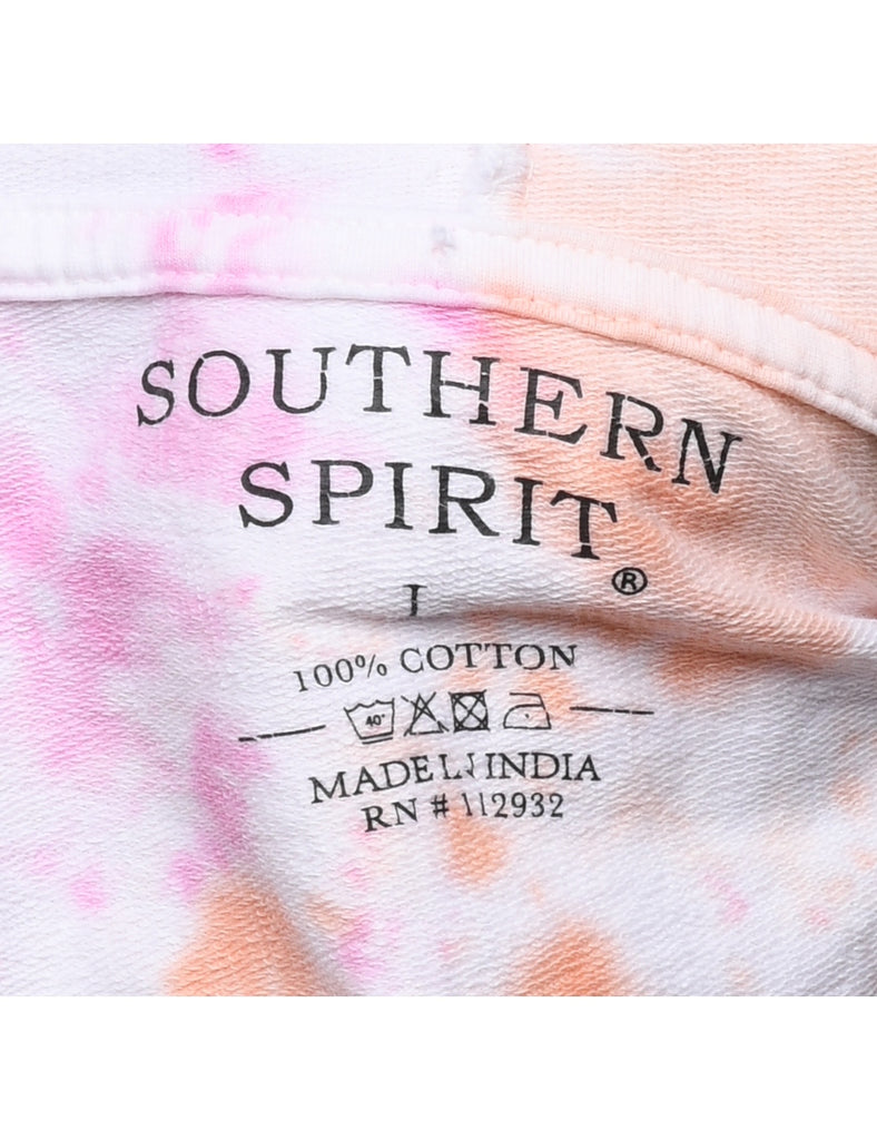 Pink & Orange Tie-Dyed Virgina Beach Hoodie - L