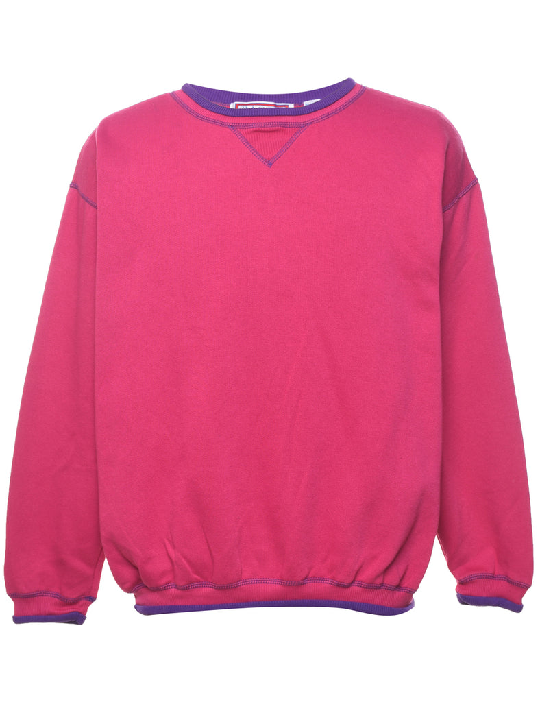 Pink Plain Classic Sweatshirt - L