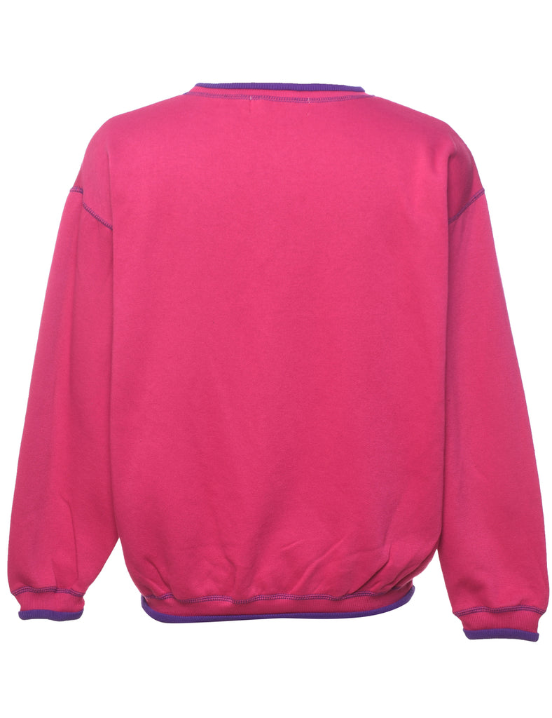 Pink Plain Classic Sweatshirt - L