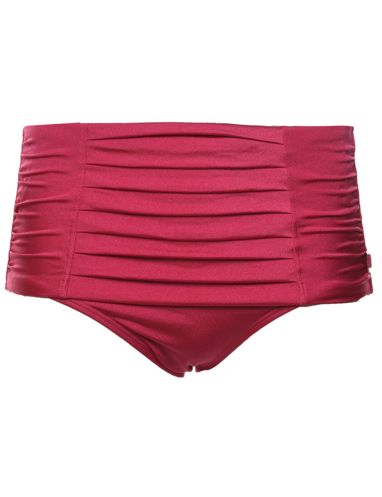 Pink Pleated Bikini Bottoms - M