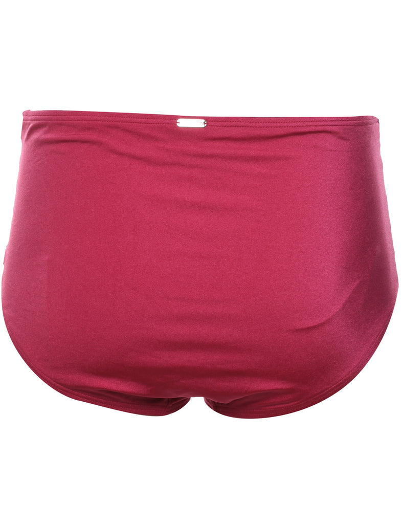 Pink Pleated Bikini Bottoms - M
