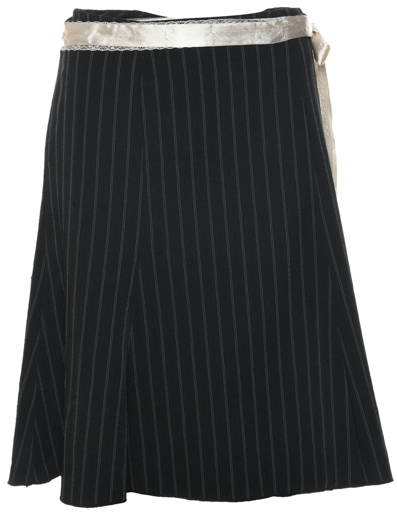 Pinstriped A-line Skirt - L