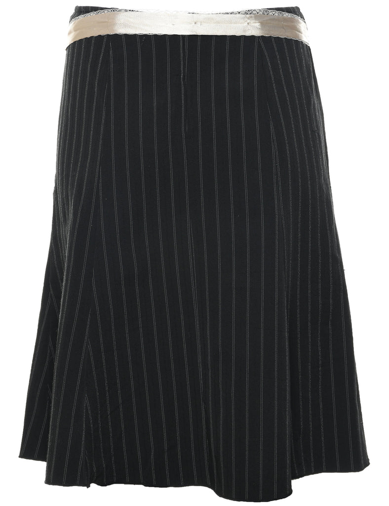 Pinstriped A-line Skirt - L