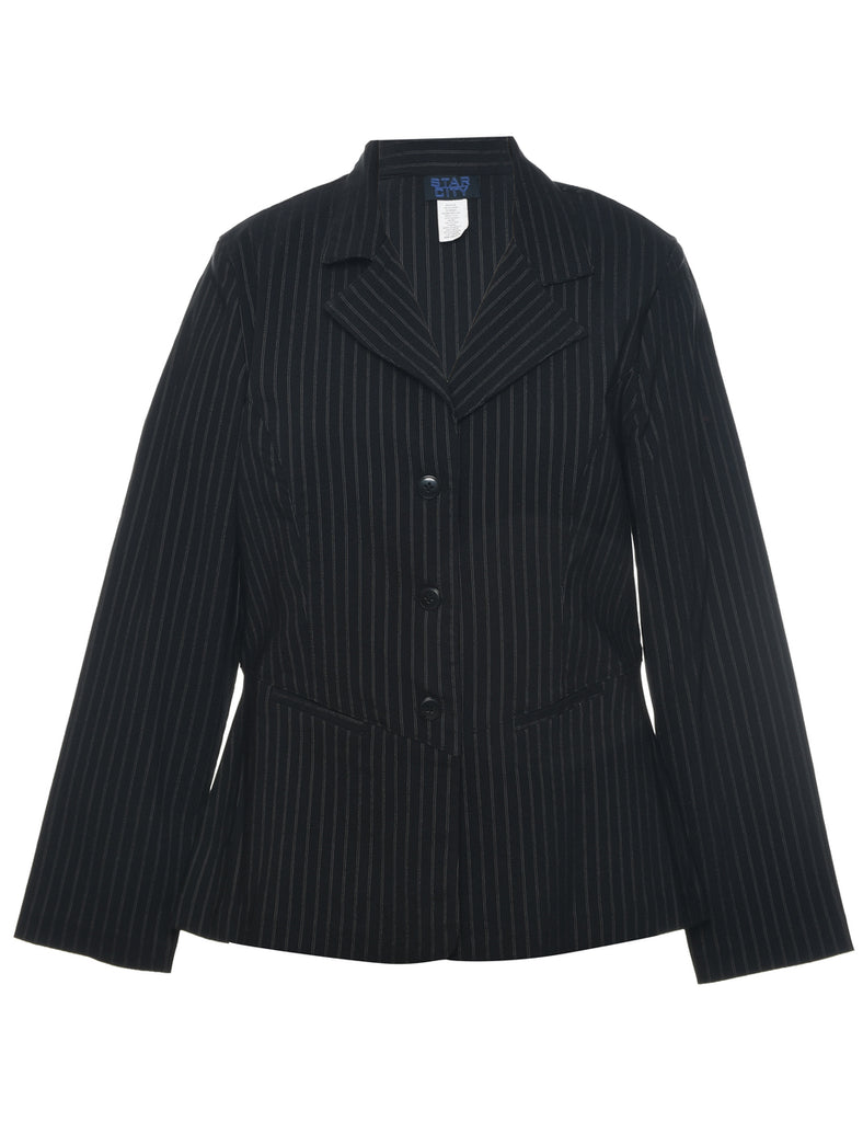 Pinstriped Black Blazer - M