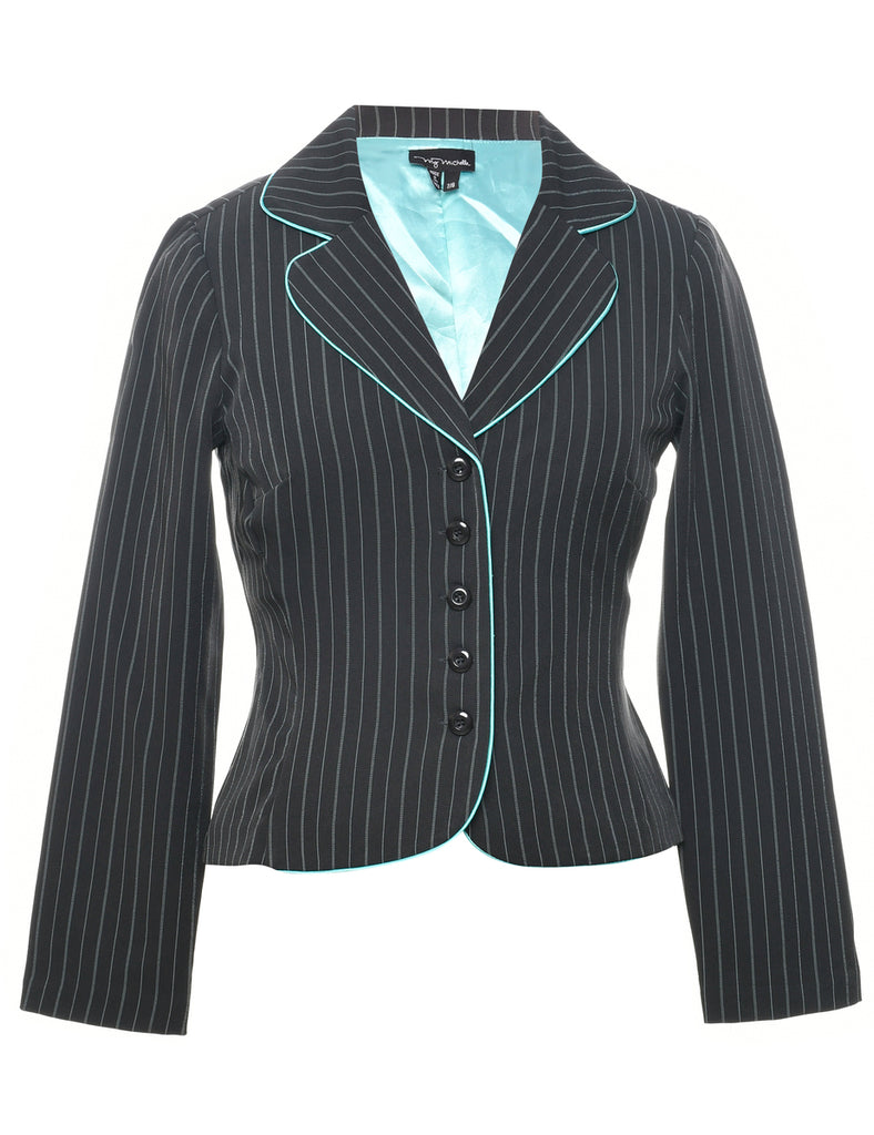 Pinstriped Black Blazer - S