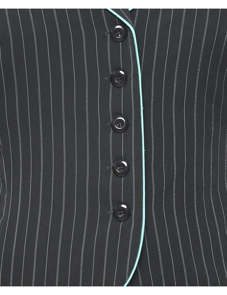 Pinstriped Black Blazer - S