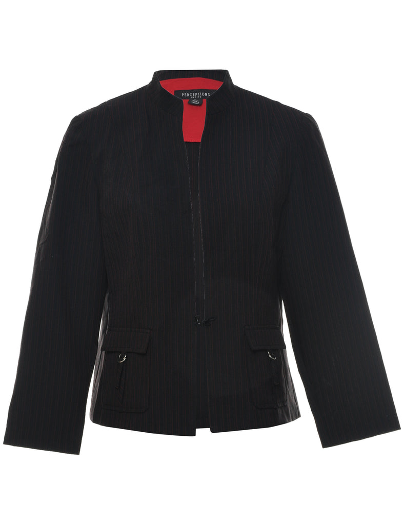 Pinstriped Black Jacket - M
