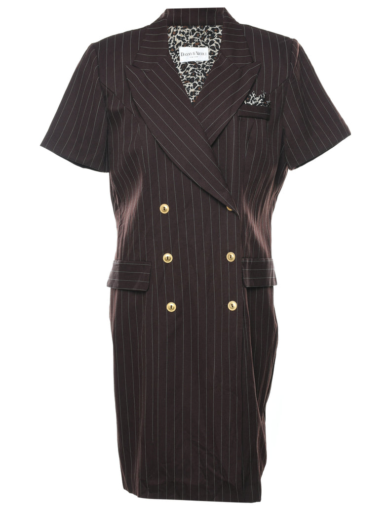 Pinstriped Dark Brown Dress - XL