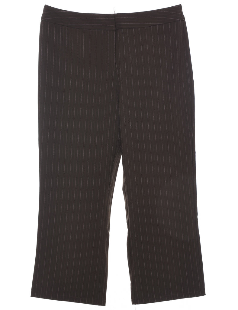 Pinstriped Dark Brown Trousers - W34 L27