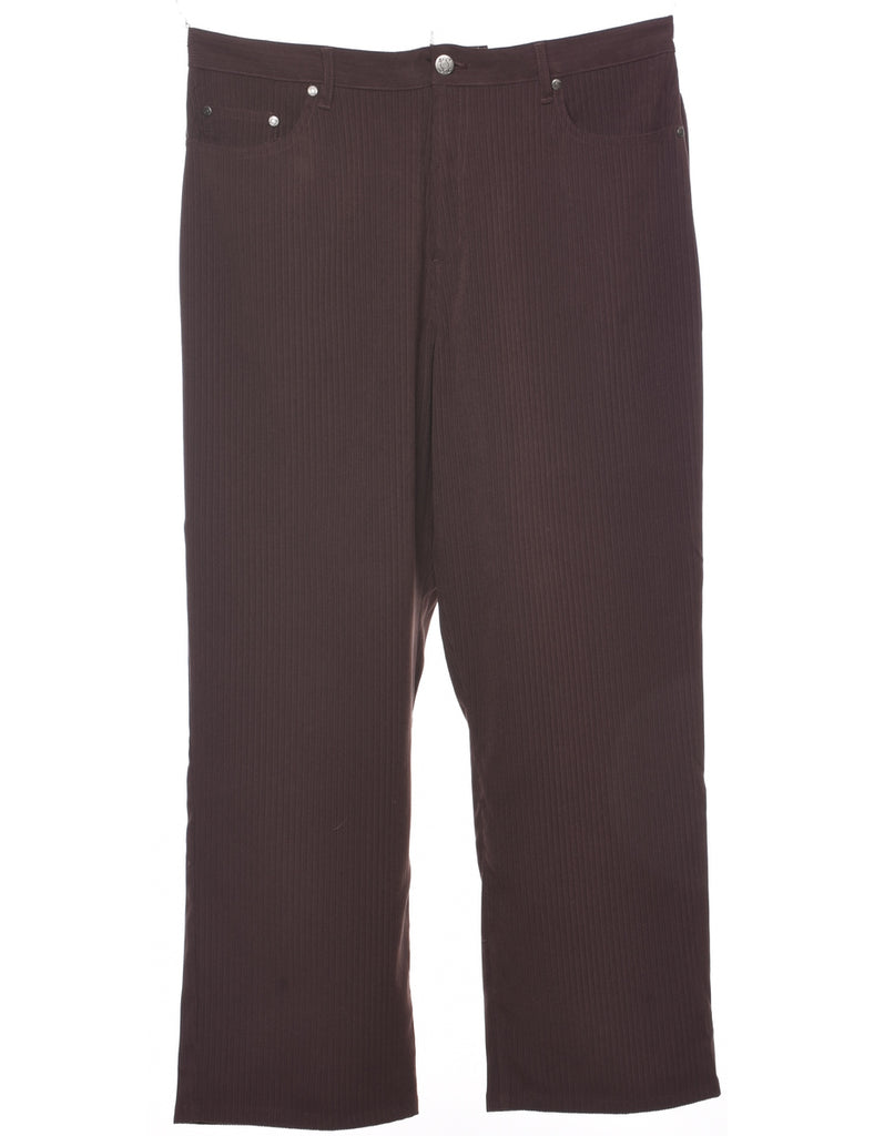 Pinstriped Dark Brown Trousers - W34 L28