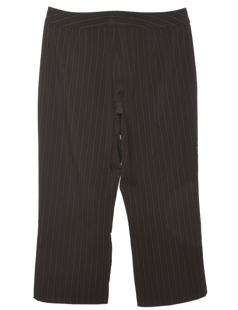 Pinstriped Dark Brown Trousers - W34 L27