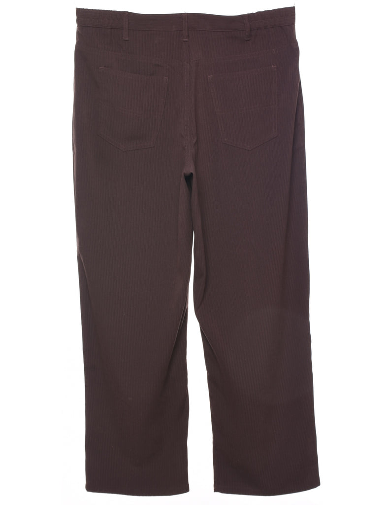 Pinstriped Dark Brown Trousers - W34 L28
