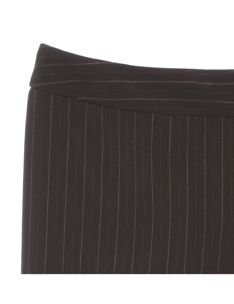 Pinstriped Dark Brown Trousers - W34 L27
