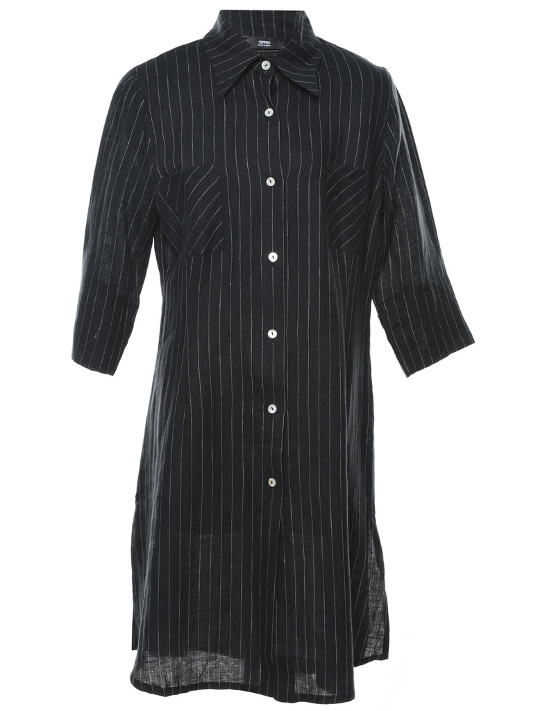 Pinstriped Shirt Dress - L
