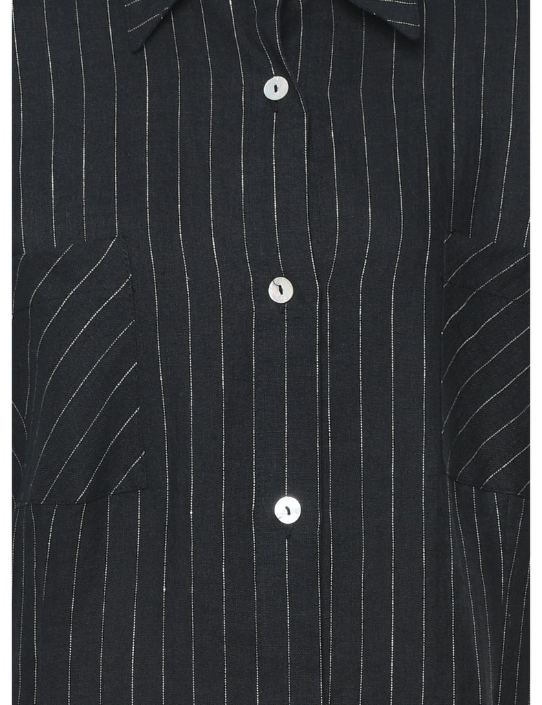 Pinstriped Shirt Dress - L