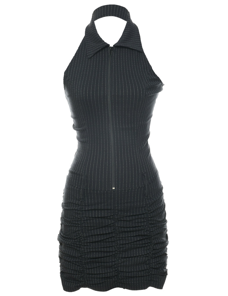 Pinstriped Y2K Halter Dress - XS