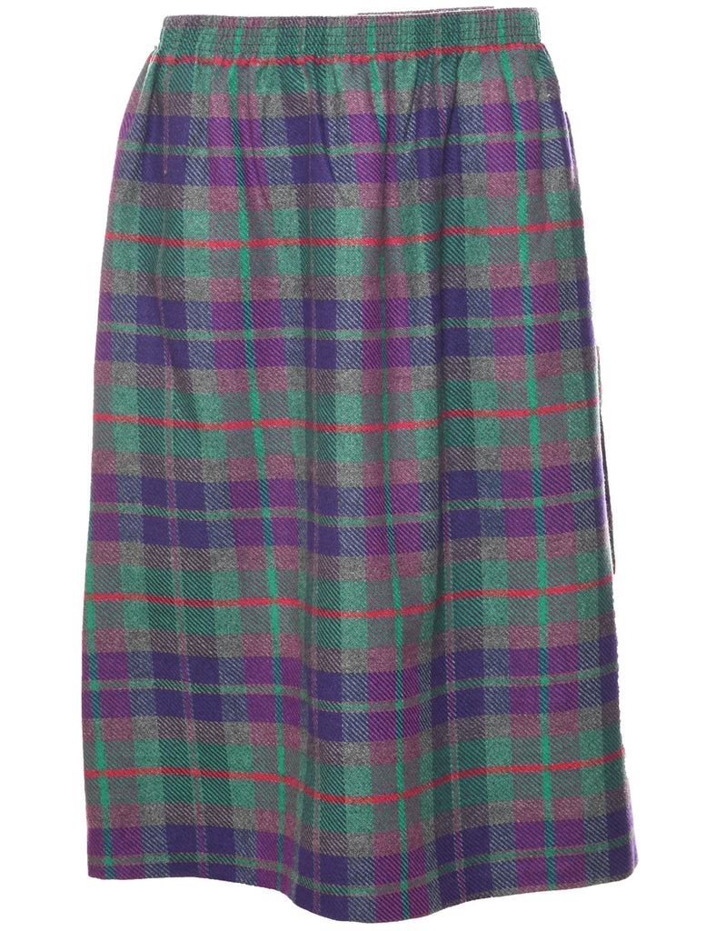 Plaid Midi Skirt - S