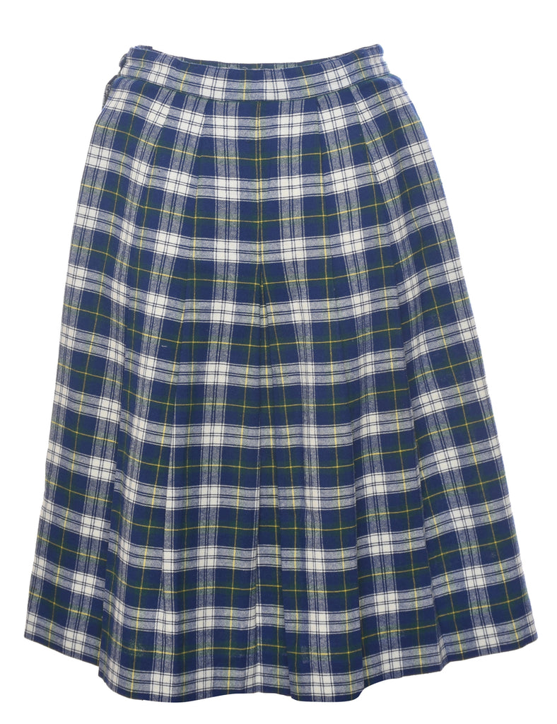 Plaid Navy Midi Skirt - S
