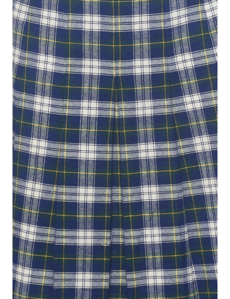 Plaid Navy Midi Skirt - S