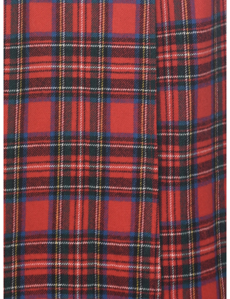 Plaid Red Midi Skirt - S
