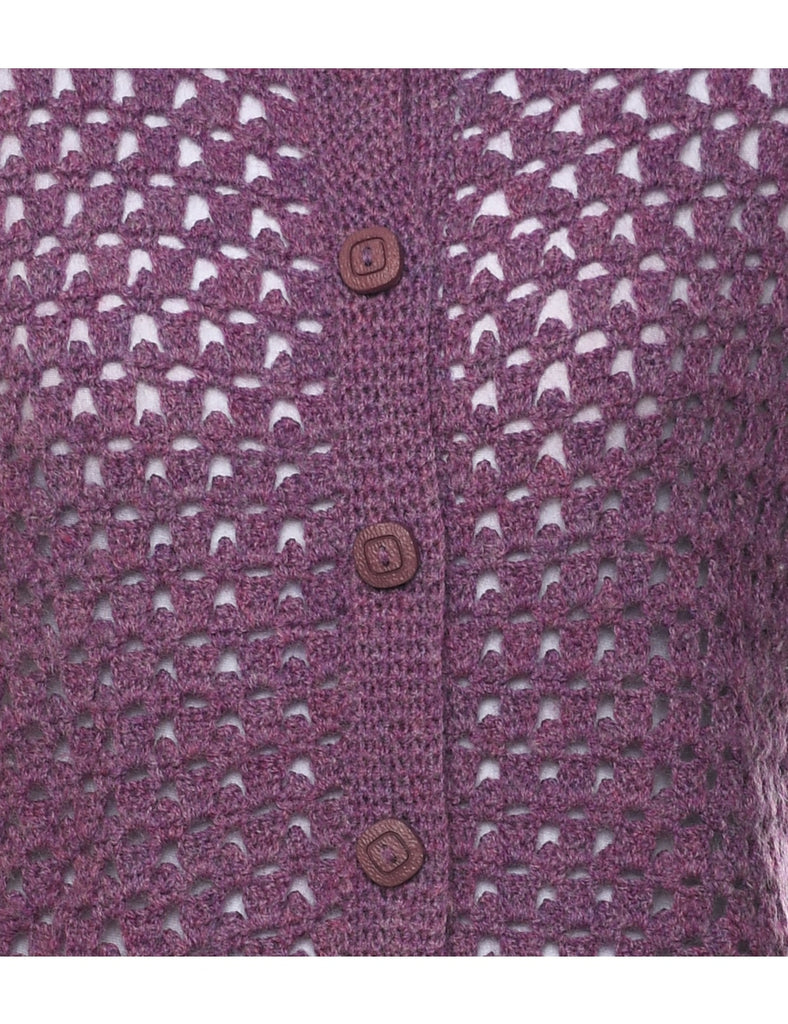 Plum Crochet Cardigan - L