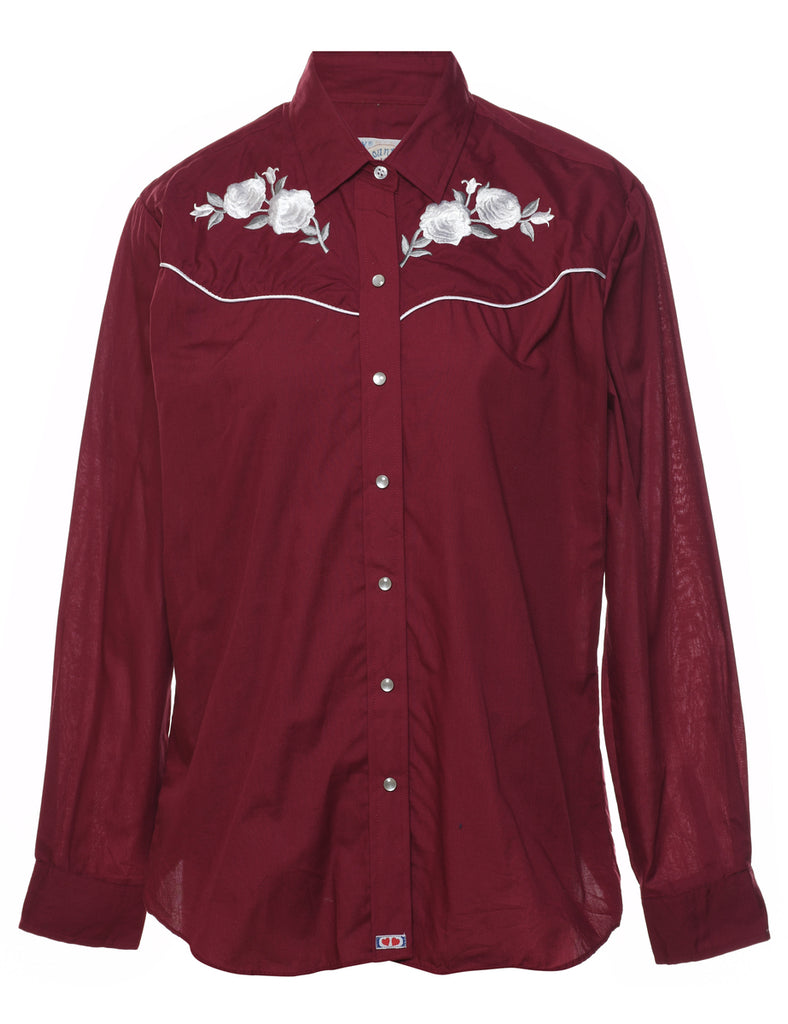 Plum Embroidered Yoke Shirt - L
