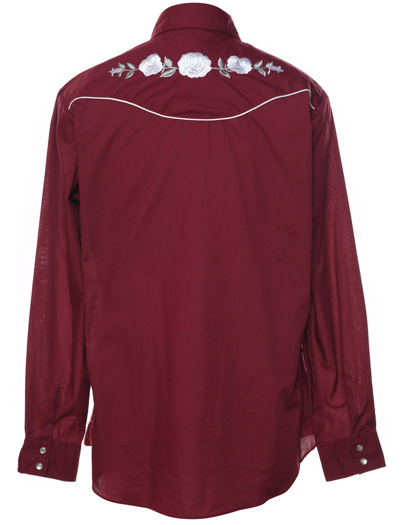 Plum Embroidered Yoke Shirt - L