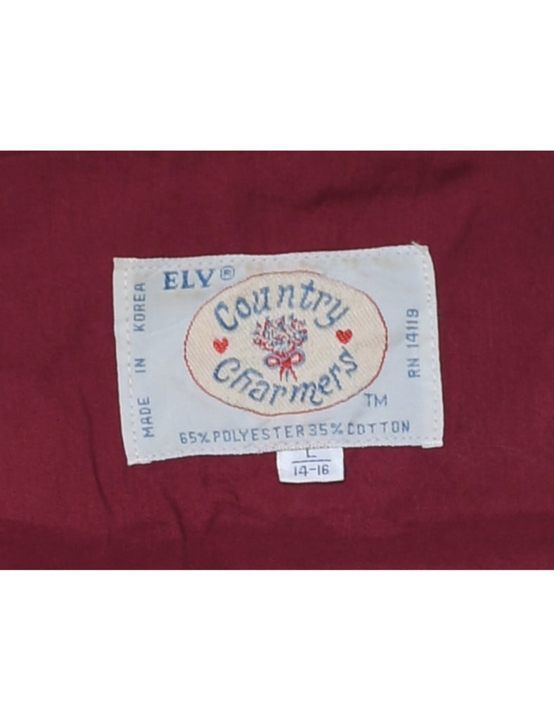 Plum Embroidered Yoke Shirt - L