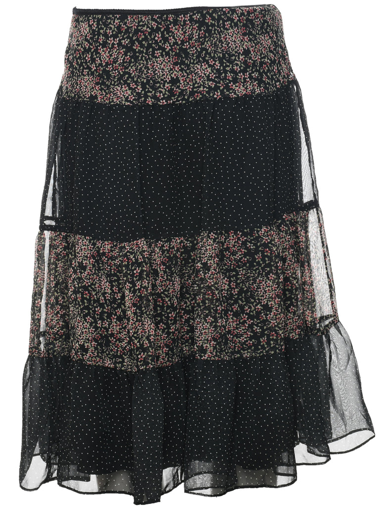 Polka Dot Flared Skirt - M