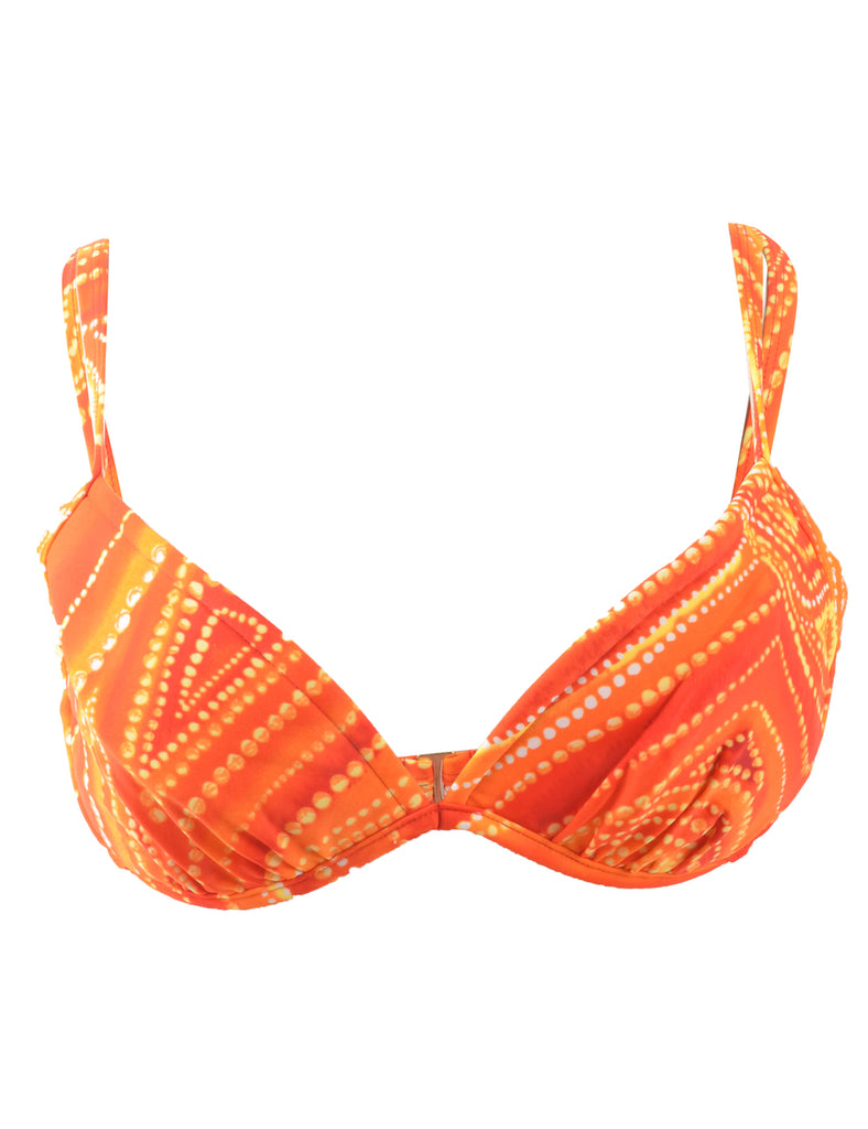 Polka Dot Orange & Yellow Strappy Bikini Top - S