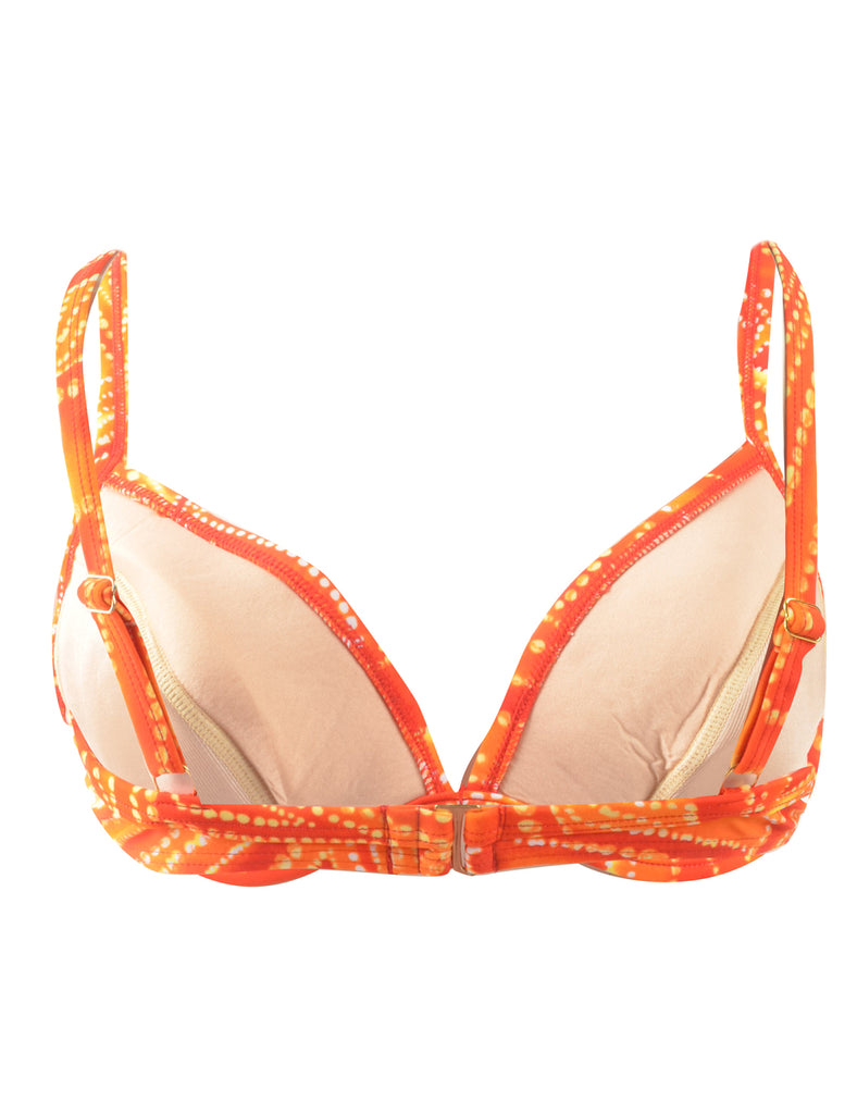 Polka Dot Orange & Yellow Strappy Bikini Top - S