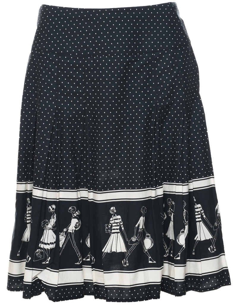 Polka Dot Pleated Skirt - M