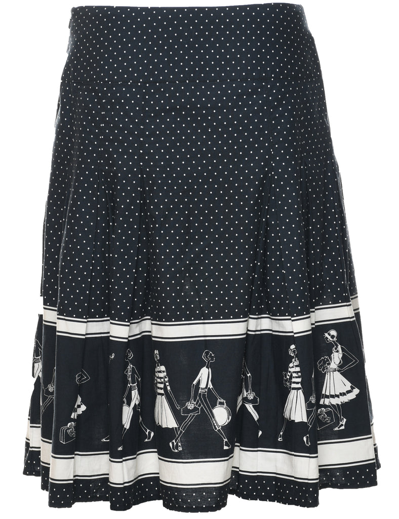 Polka Dot Pleated Skirt - M