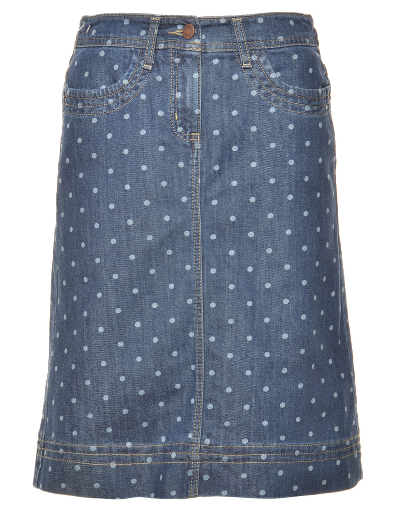 Polka Dots Denim Skirt - S