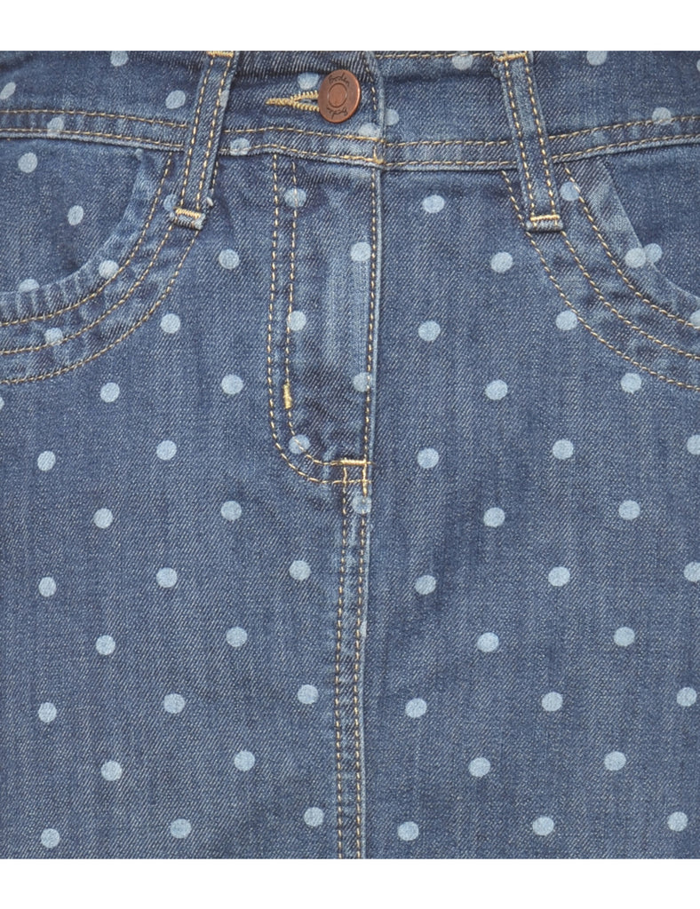 Polka Dots Denim Skirt - S