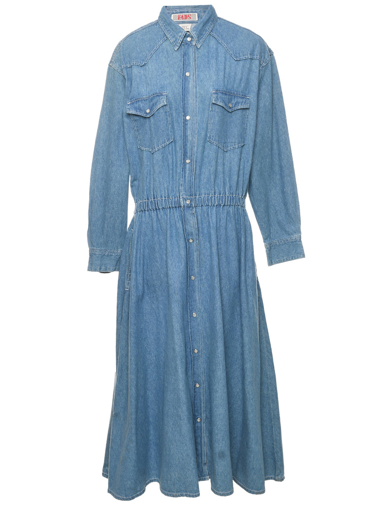 Popper Front Shirt Dress - L