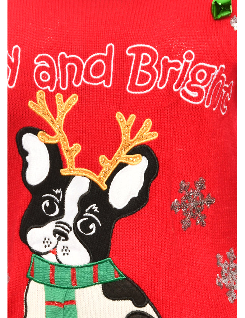 Pug Design Christmas Jumper - M