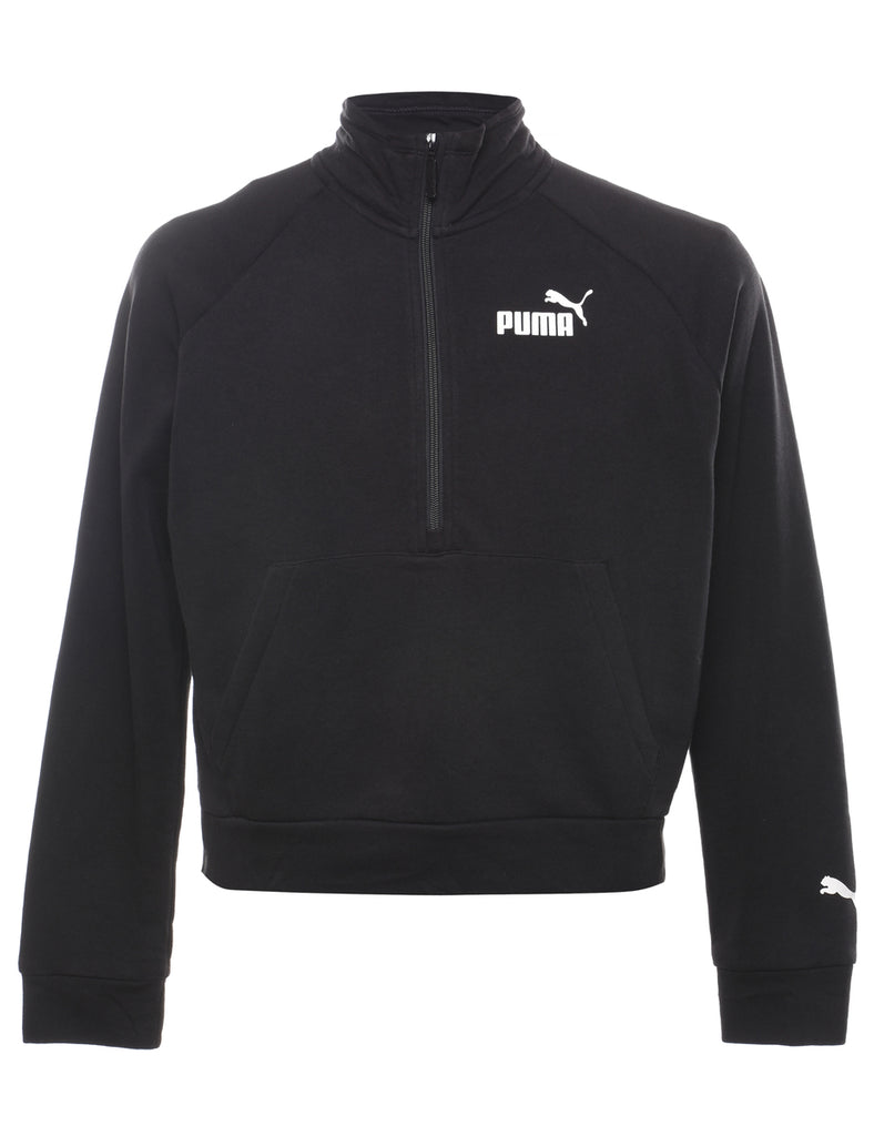 Puma Plain Quarter-Zip Monochrome Sweatshirt - M