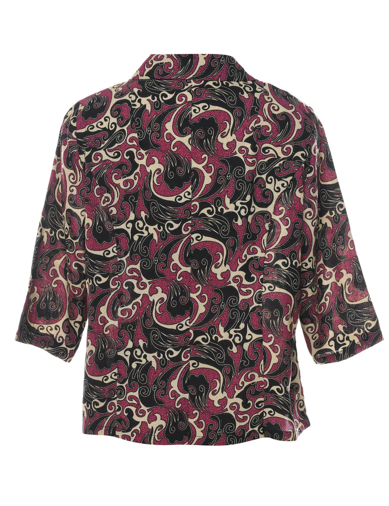 Purple & Black Paisley Print Blouse - XL