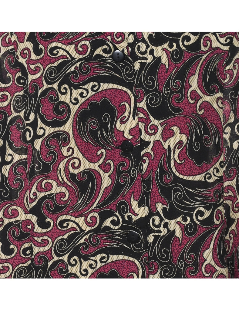 Purple & Black Paisley Print Blouse - XL