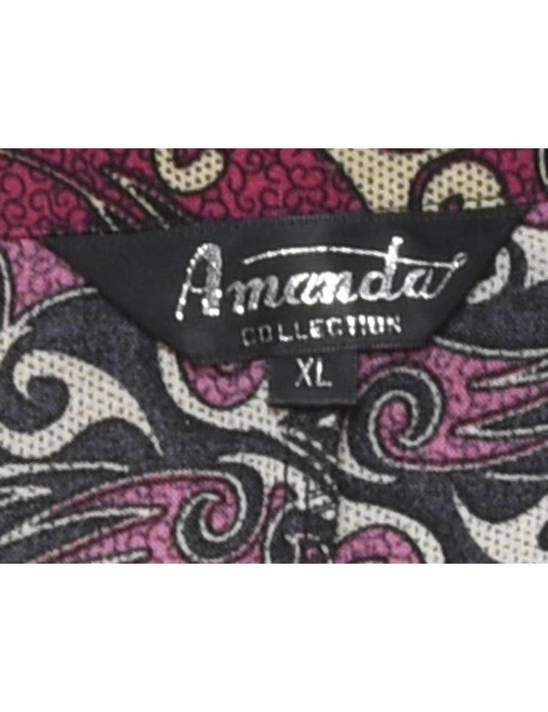 Purple & Black Paisley Print Blouse - XL