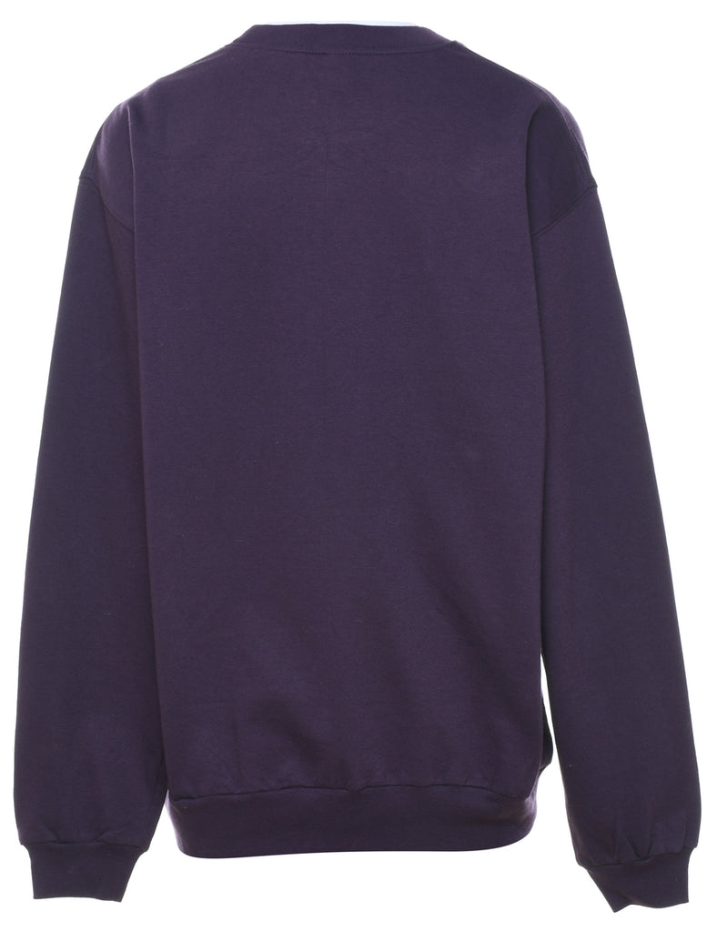 Purple Plain Embellished Sweatshirt - L