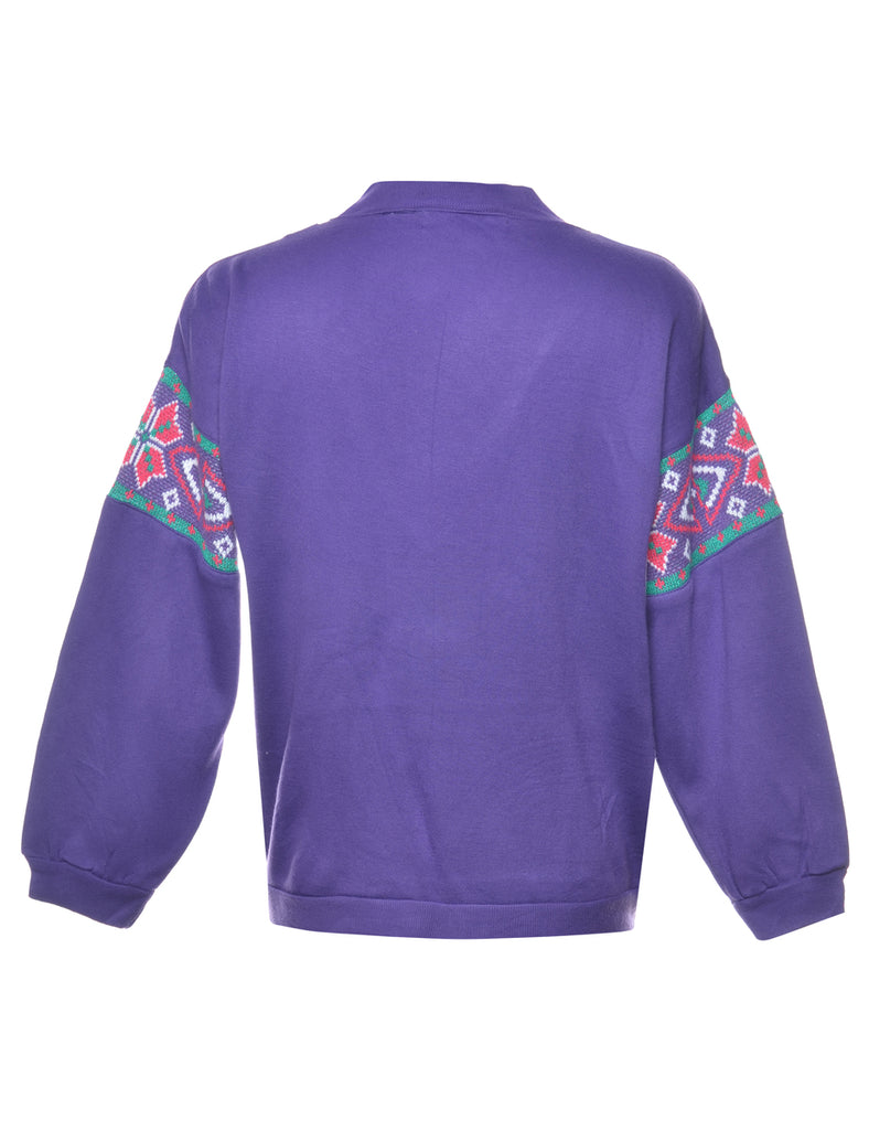 Purple Printed Sweatshirt - S