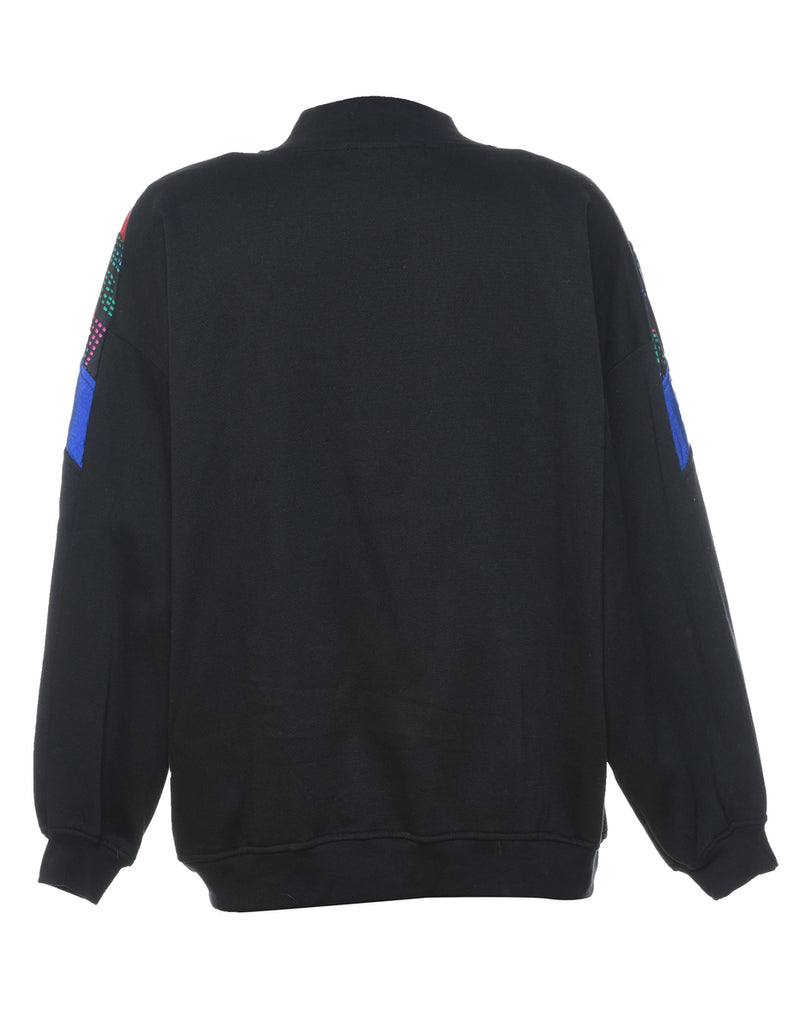 Quarter-Zip 1980s Patterned Sweatshirt - XL