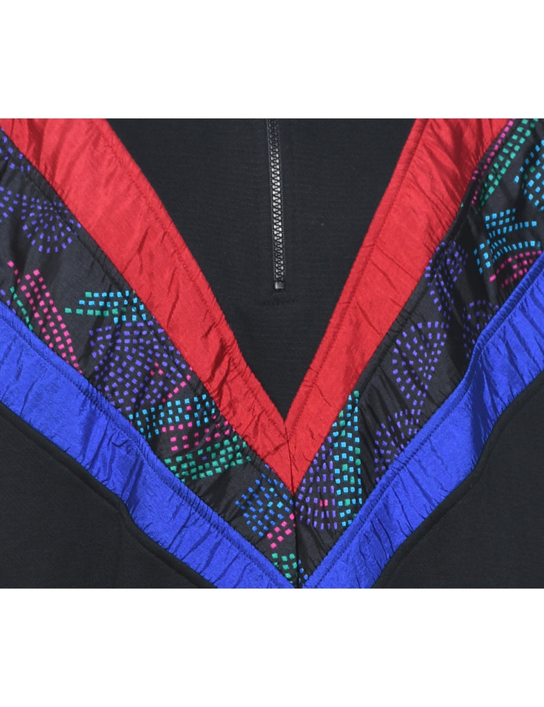 Quarter-Zip 1980s Patterned Sweatshirt - XL