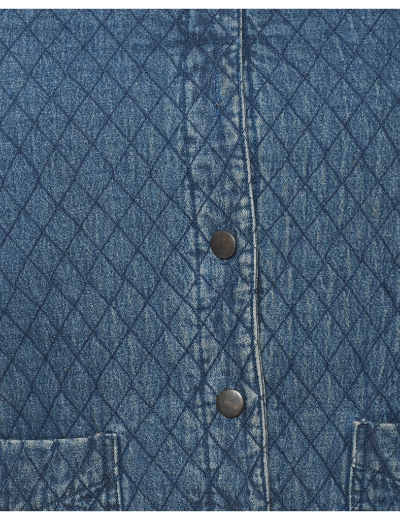 Quilted Denim Wash Denim Jacket - L