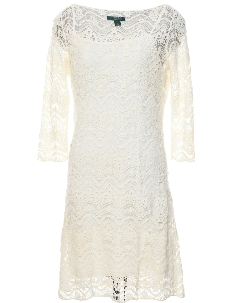 Ralph Lauren Lace Off White Evening Dress - M