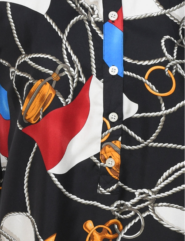 Ralph Lauren Silk Nautical Print Dress - M
